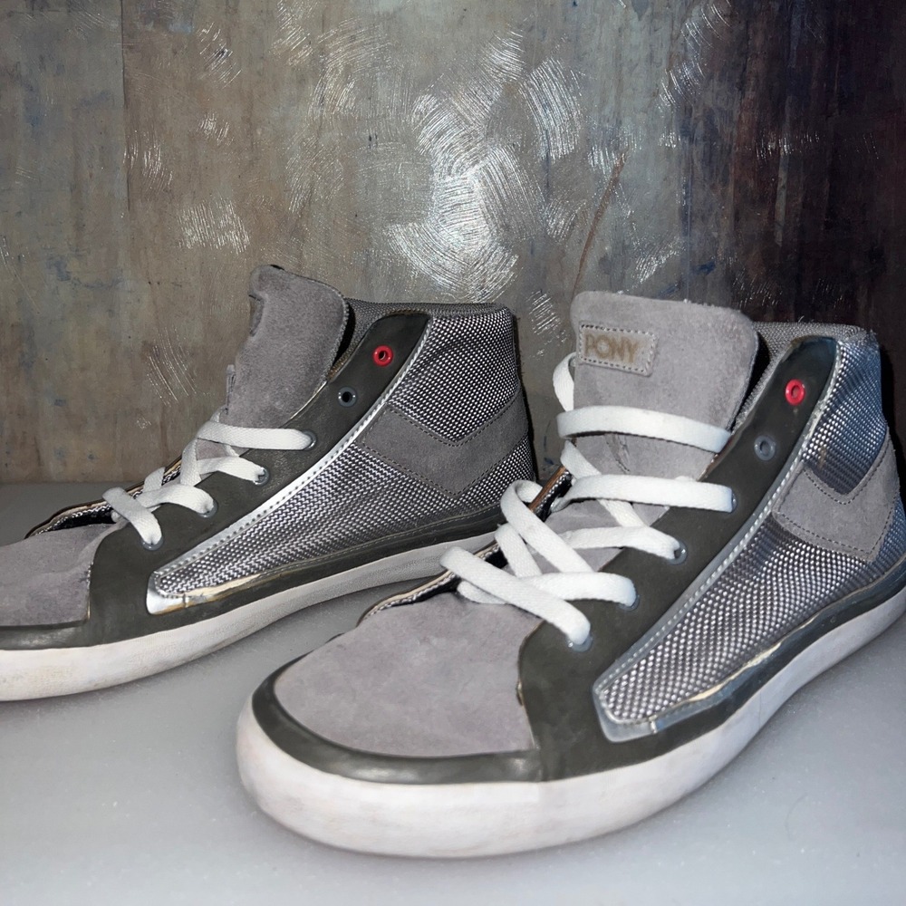 Pony Feed The Cat Mid Sneakers Mens 11 Grey Good Vintage Mesh Suede ML017GGR